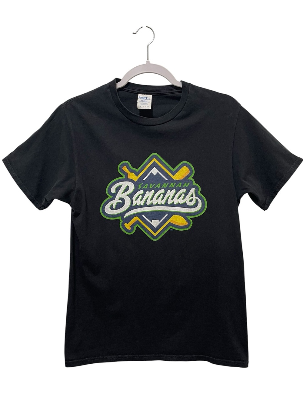 Savannah Bananas Graphic Black Tee Green Yellow White Logo 100% Cotton Women S